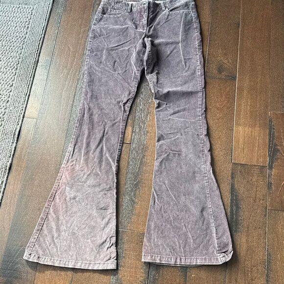 Theory corduroy flare leg pants women’s size 8 gray purple hippie boho casual mi - Picture 1 of 11